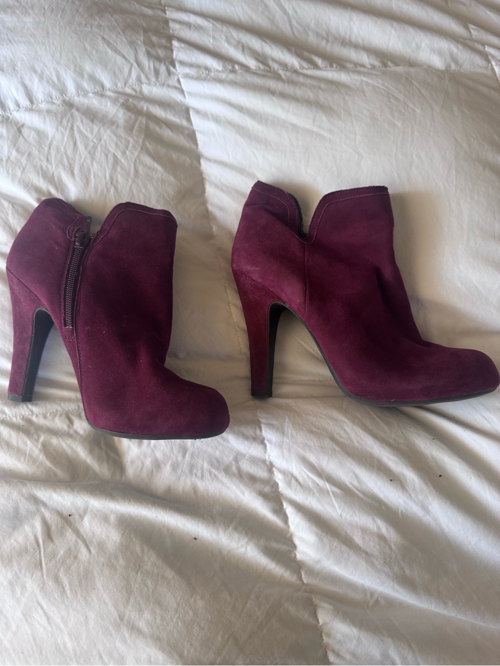 Gianni Bini Wine Suede High Heel Ankle Booties